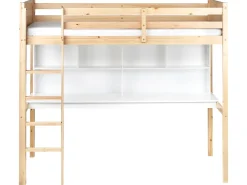 Letto matrimoniale alto con scrivania Legno di pino FOUCAMONT 90 x 200 cm Marrone chiaro