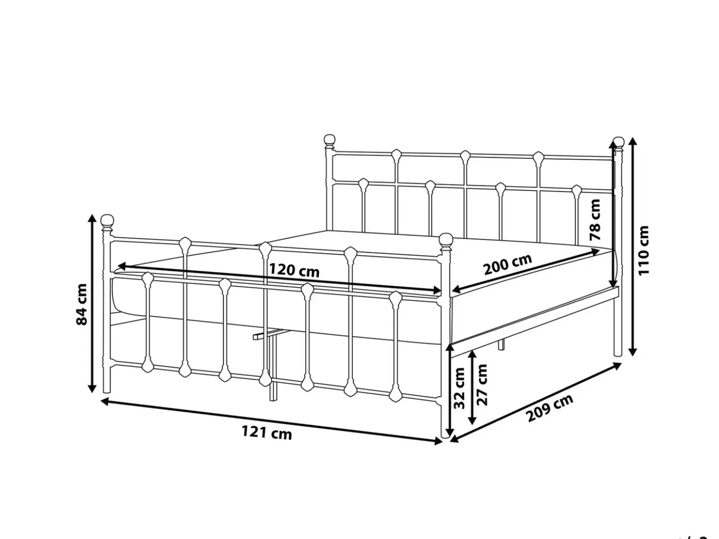 Letto Metallo LYNX 120 x 200 cm Nero