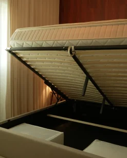 Letto ottomana con LED Tessuto ARMELLE 180 x 200 cm Beige