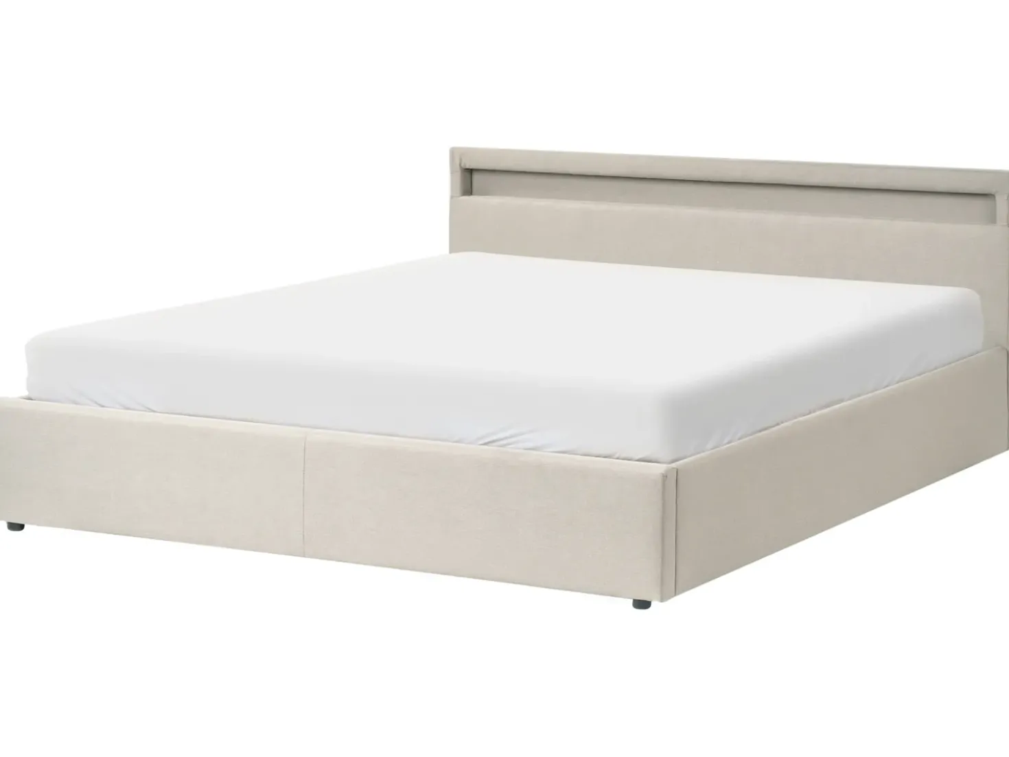 Letto ottomana con LED Tessuto ARMELLE 180 x 200 cm Beige