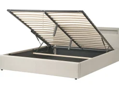 Letto ottomana con LED Tessuto ARMELLE 180 x 200 cm Beige