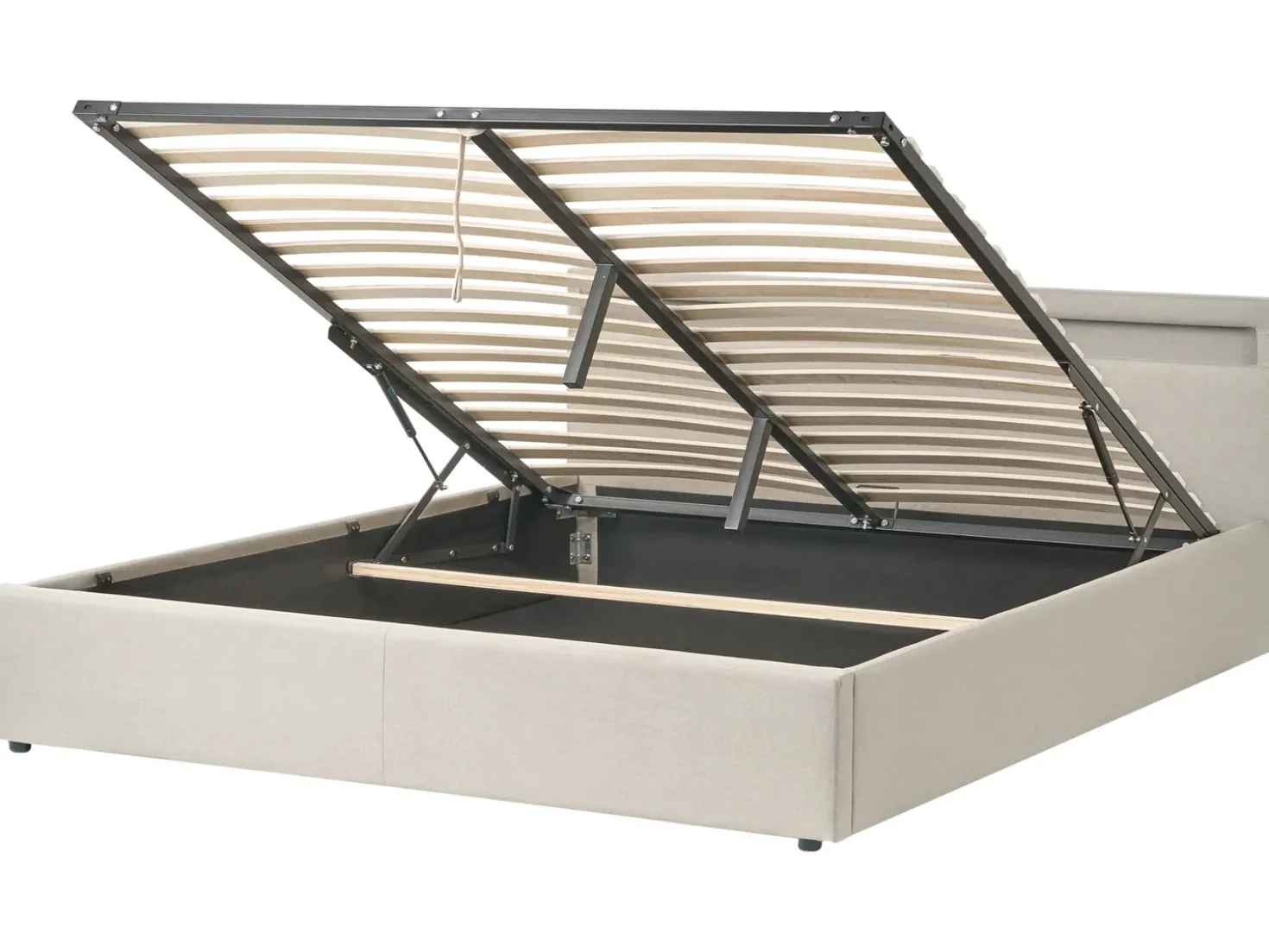 Letto ottomana con LED Tessuto ARMELLE 180 x 200 cm Beige