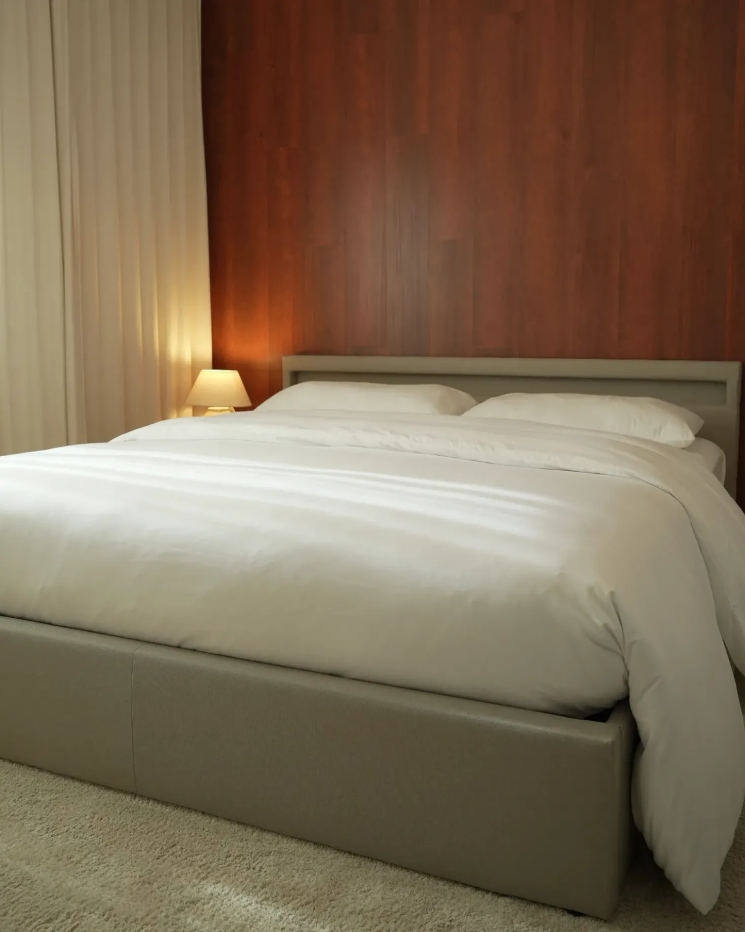 Letto ottomana con LED Tessuto ARMELLE 180 x 200 cm Beige