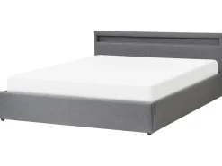 Letto ottomana con LED Tessuto ARMELLE 180 x 200 cm Grigio scuro