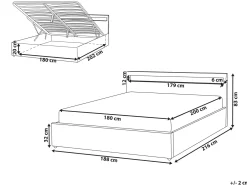 Letto ottomana con LED Tessuto ARMELLE 180 x 200 cm Grigio scuro