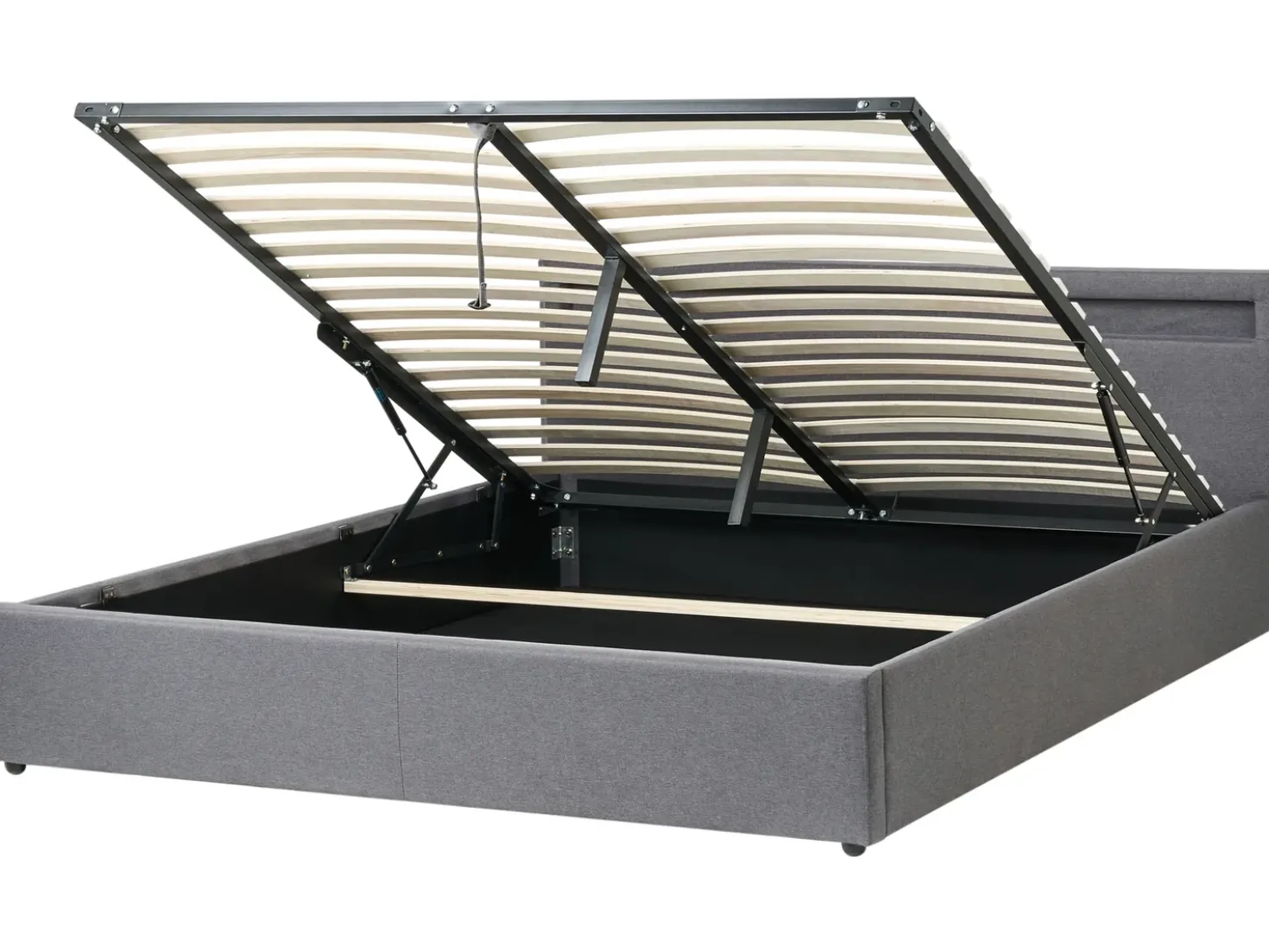 Letto ottomana con LED Tessuto ARMELLE 180 x 200 cm Grigio scuro