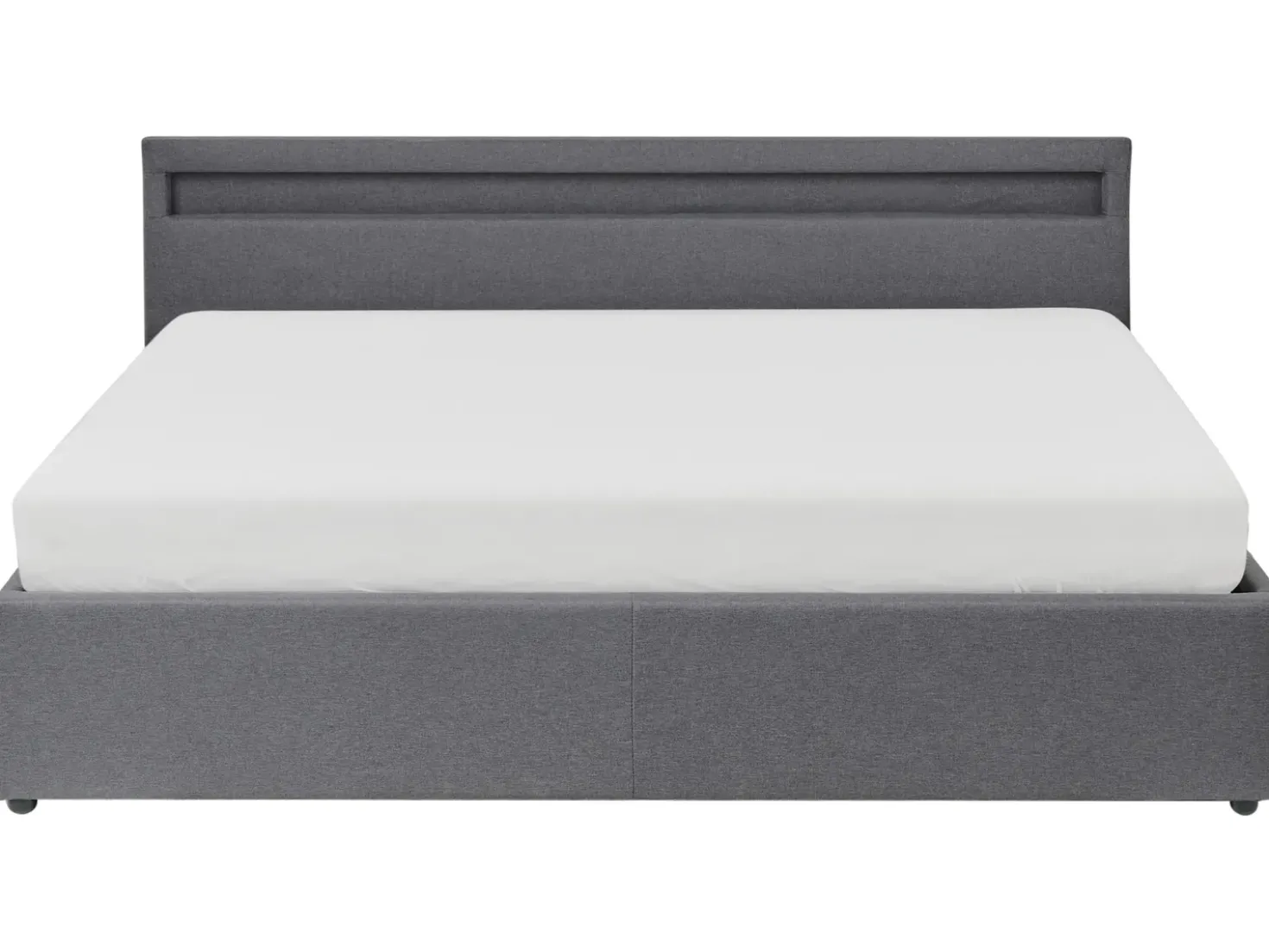 Letto ottomana con LED Tessuto ARMELLE 180 x 200 cm Grigio scuro