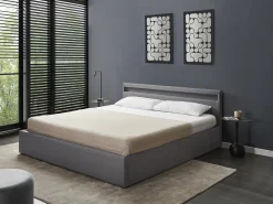 Letto ottomana con LED Tessuto ARMELLE 180 x 200 cm Grigio scuro