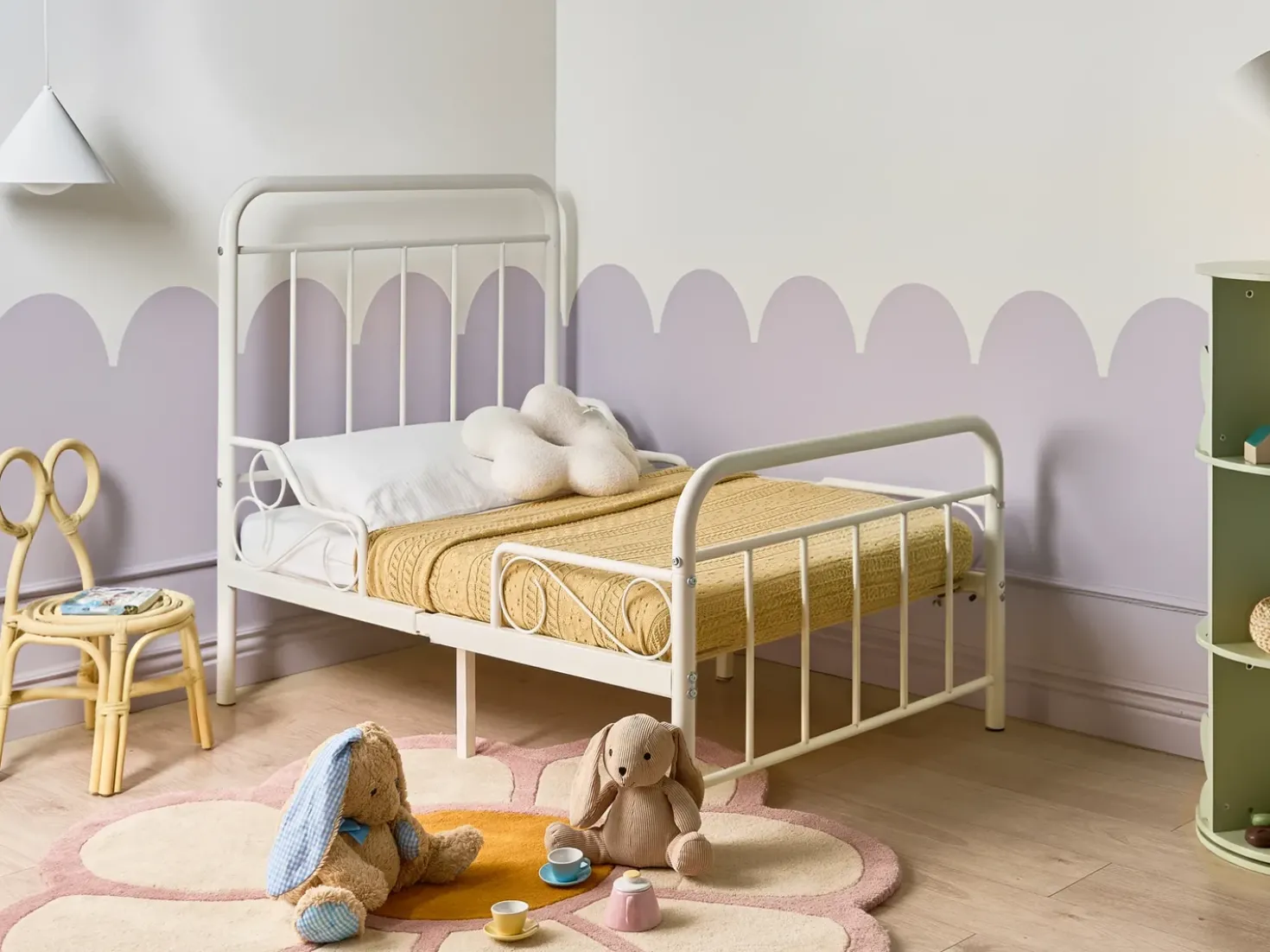 Letto per bambini allungabile Metallo ANAIS 90 x 200 cm Bianco sporco