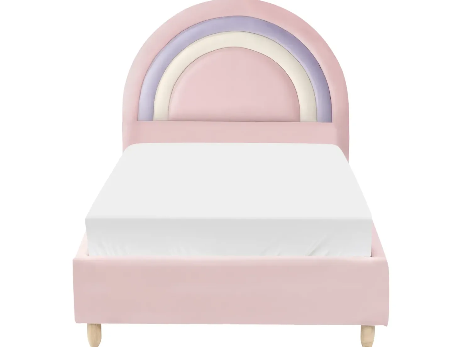 Letto per bambini Arcobaleno Velluto LANDEILLAU 90 x 200 cm Rosa