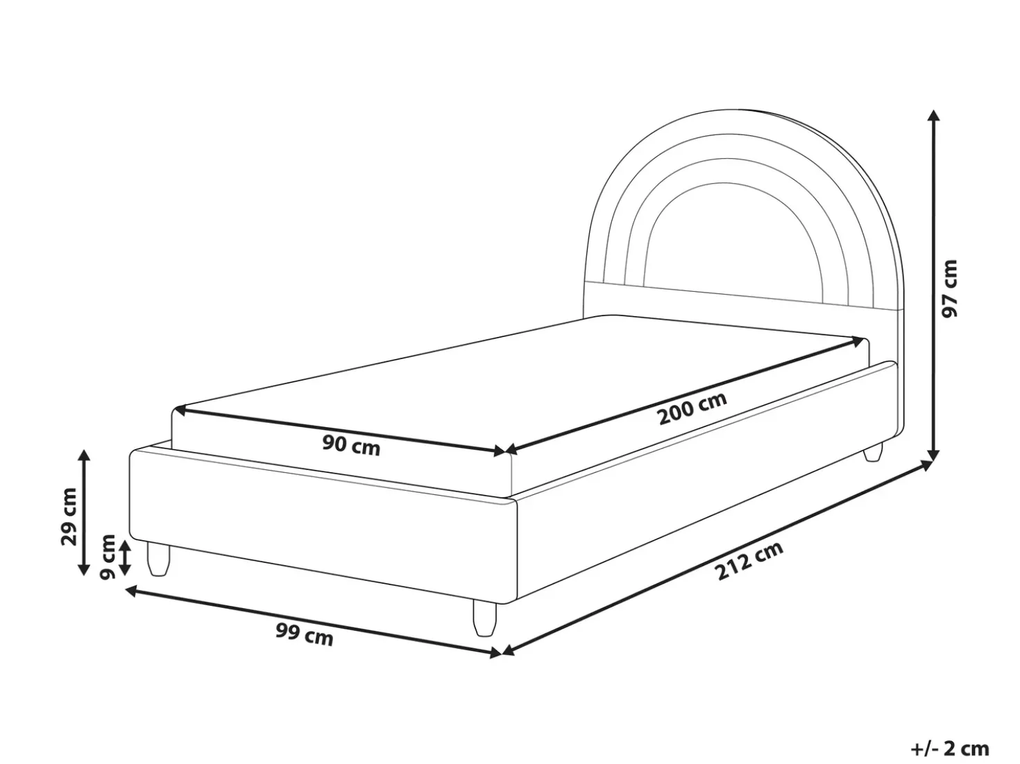 Letto per bambini Arcobaleno Velluto LANDEILLAU 90 x 200 cm Rosa