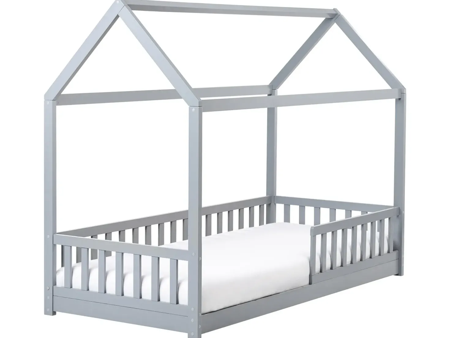 Letto per bambini Casa Legno di pino COSSAYE 90 x 200 cm Grigio