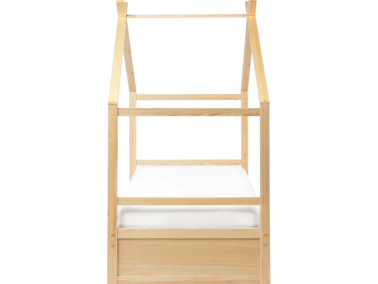 Letto per bambini Casa Legno di pino ORGEVAL 90 x 200 cm con contenitore Marrone chiaro