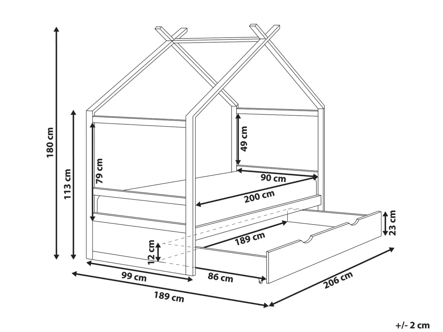 Letto per bambini Casa Legno di pino ORGEVAL 90 x 200 cm con contenitore Marrone chiaro