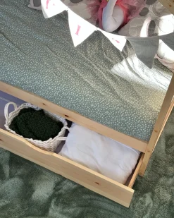 Letto per bambini Casa Legno di pino ORGEVAL 90 x 200 cm con contenitore Marrone chiaro
