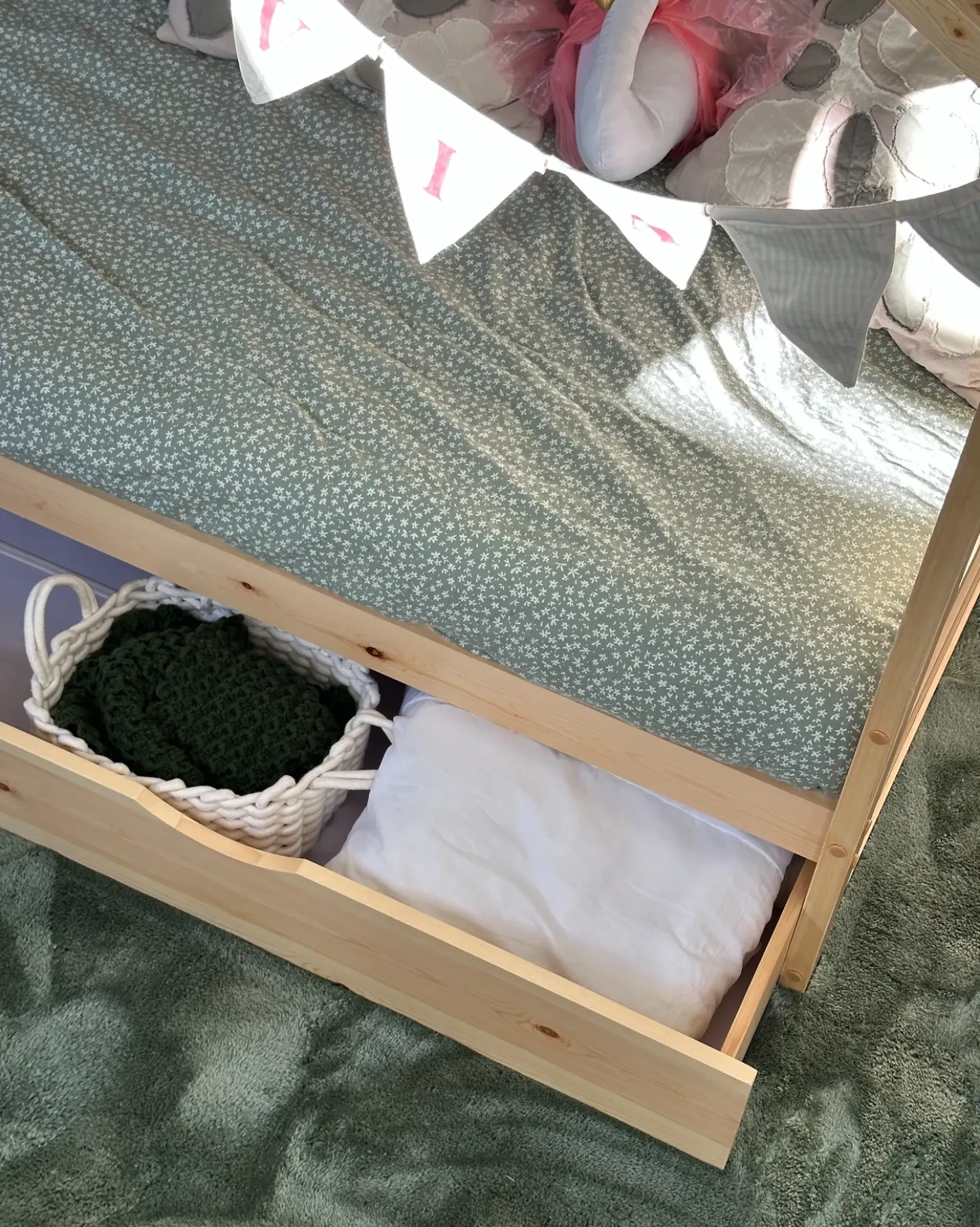 Letto per bambini Casa Legno di pino ORGEVAL 90 x 200 cm con contenitore Marrone chiaro
