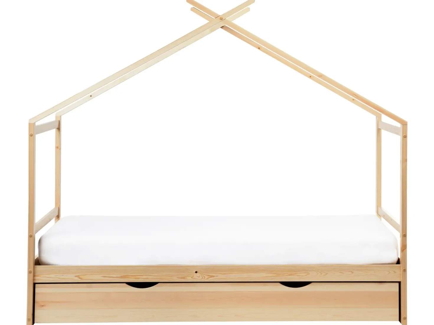 Letto per bambini Casa Legno di pino ORGEVAL 90 x 200 cm con contenitore Marrone chiaro