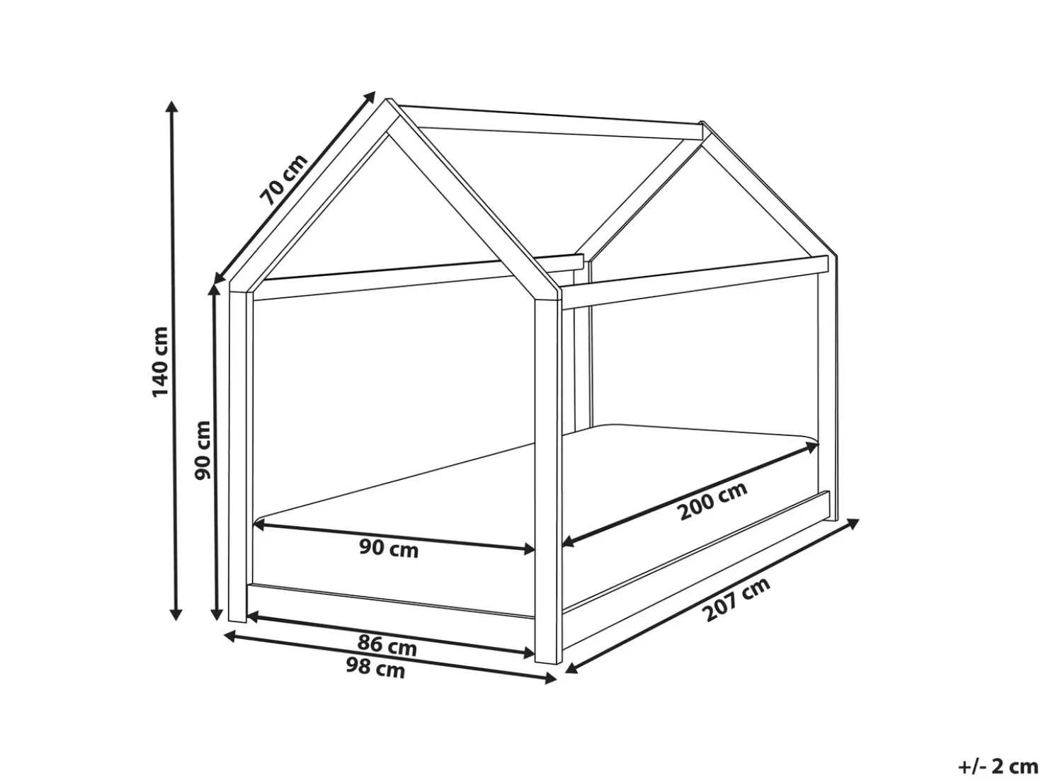 Letto per bambini Casa Legno di pino TOSSE 90 x 200 cm Marrone chiaro