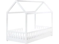 Letto per bambini Casa Legno di pino COSSAYE 90 x 200 cm Bianco