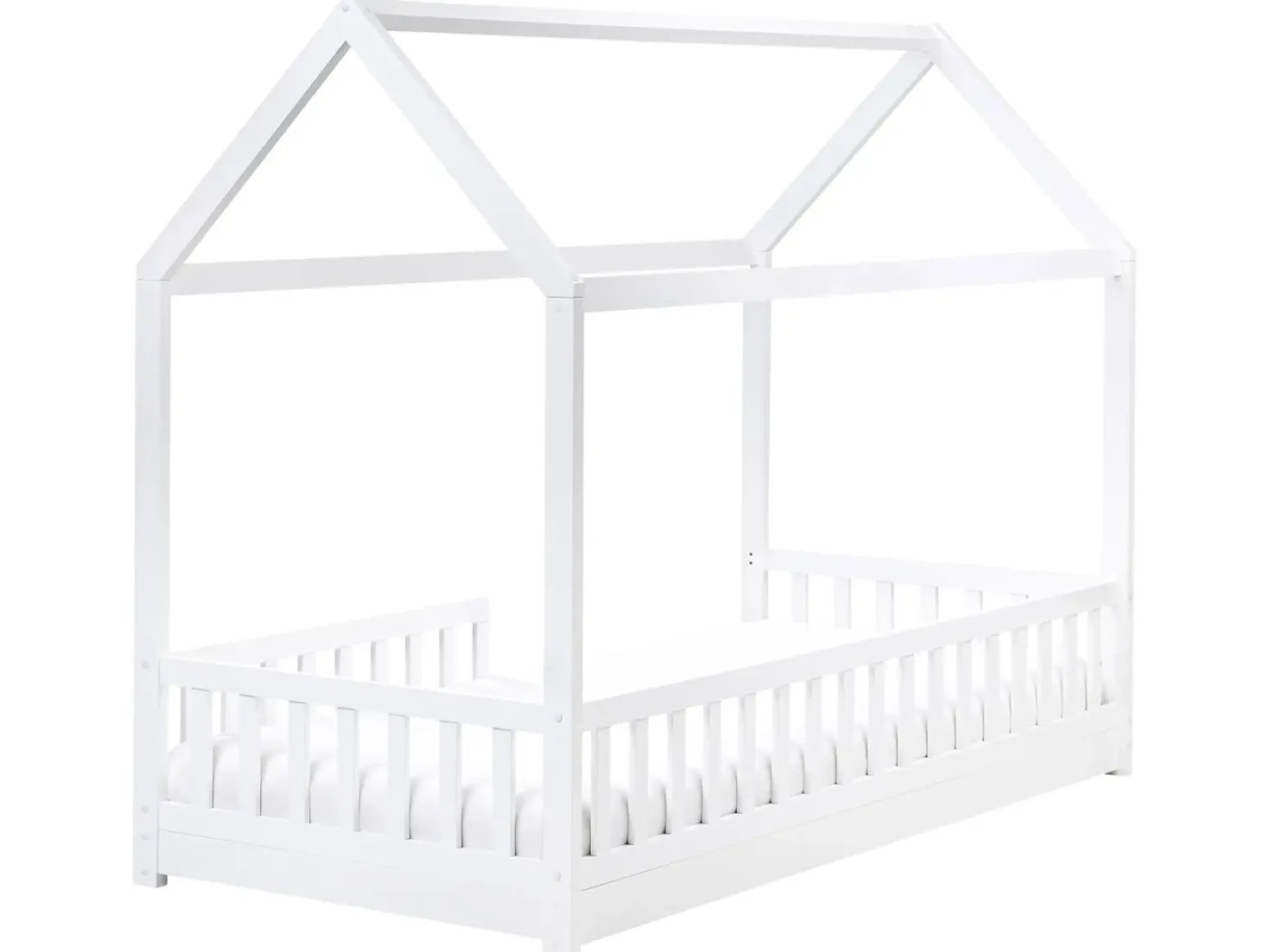 Letto per bambini Casa Legno di pino COSSAYE 90 x 200 cm Bianco