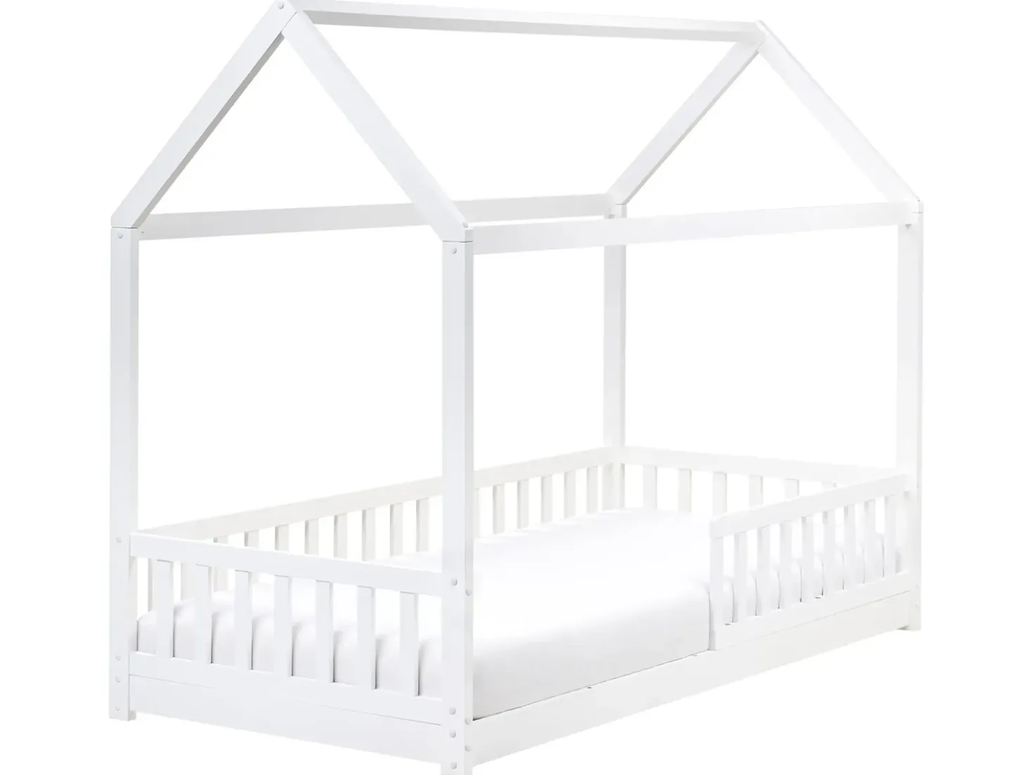 Letto per bambini Casa Legno di pino COSSAYE 90 x 200 cm Bianco
