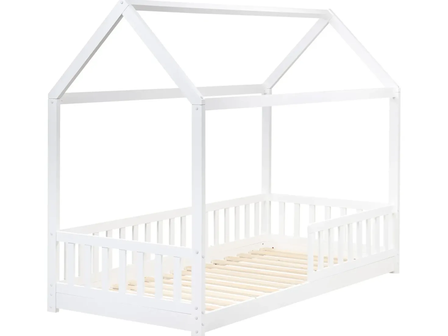 Letto per bambini Casa Legno di pino COSSAYE 90 x 200 cm Bianco