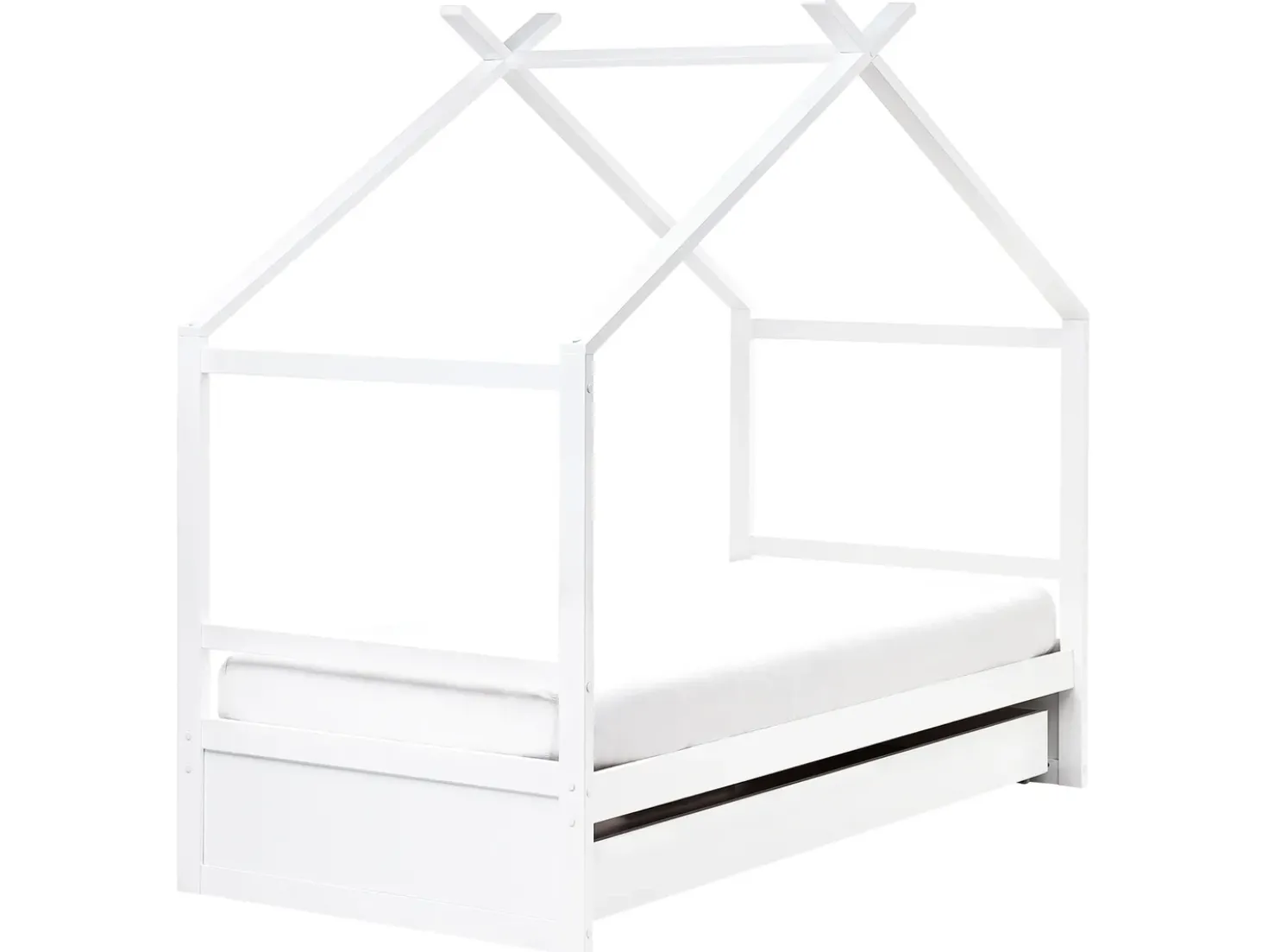 Letto per bambini Casa Legno di pino ORGEVAL 90 x 200 cm con contenitore Bianco