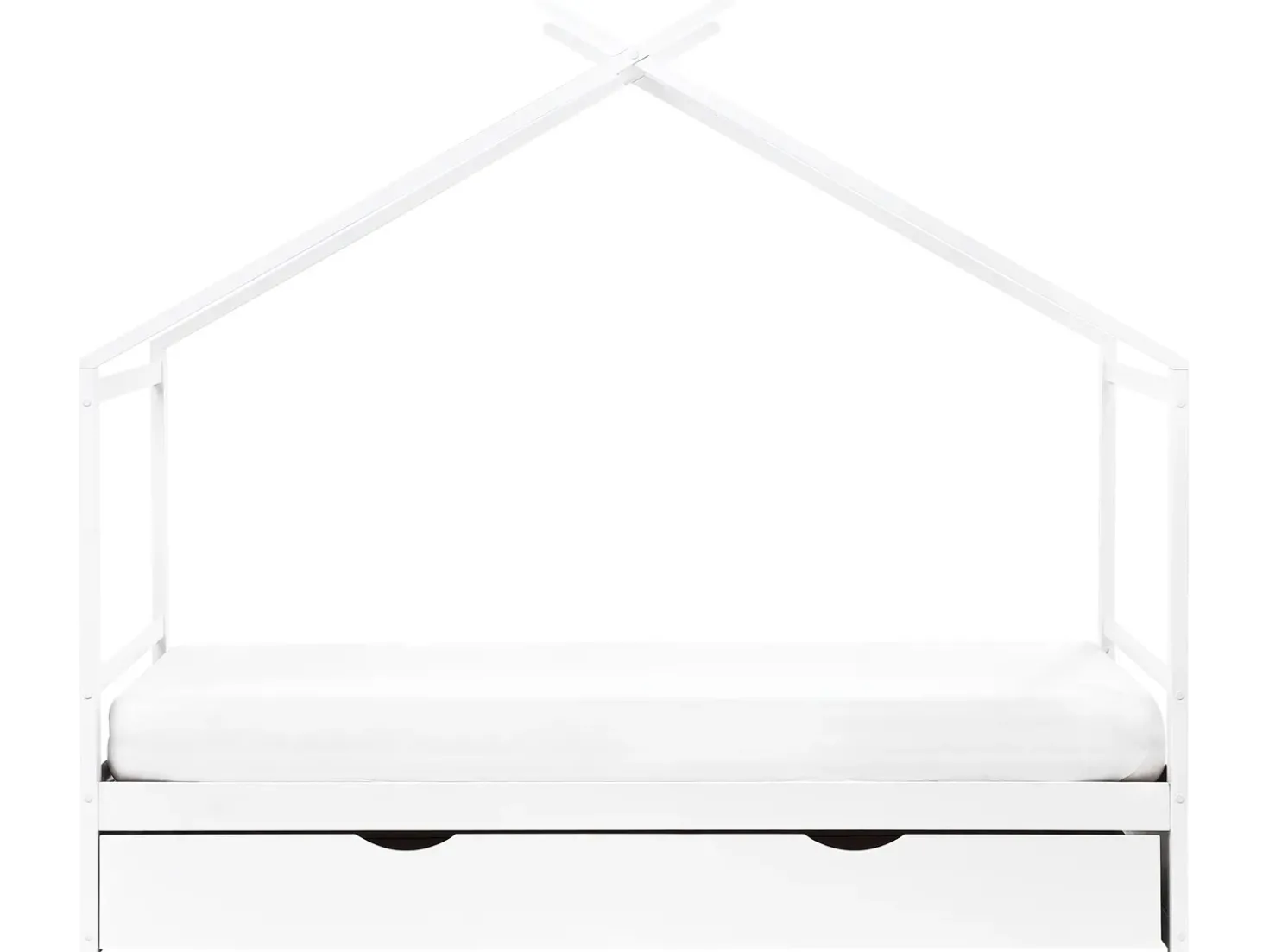Letto per bambini Casa Legno di pino ORGEVAL 90 x 200 cm con contenitore Bianco
