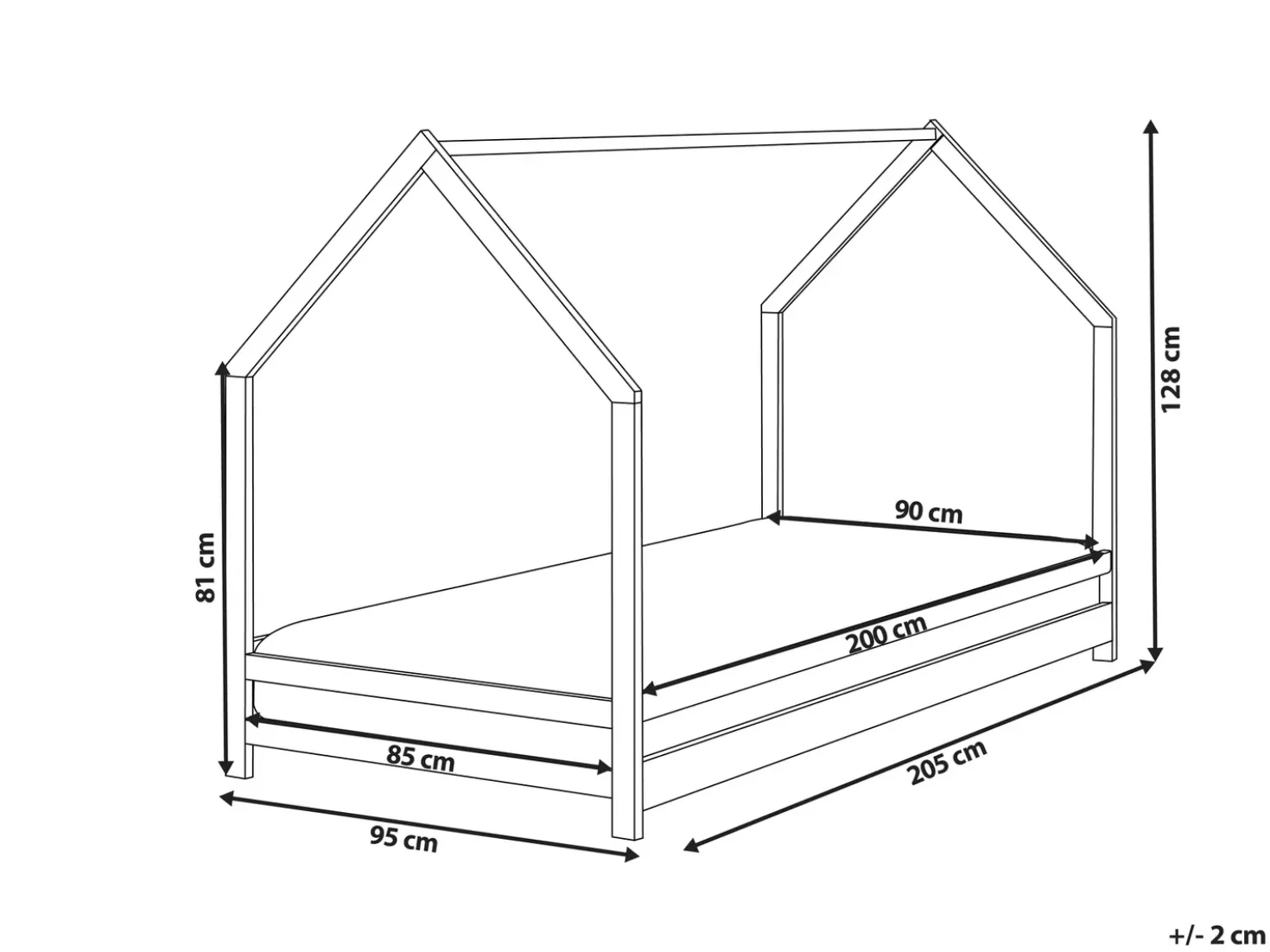 Letto per bambini Casa Legno di pino APPY 90 x 200 cm Rosa pastello