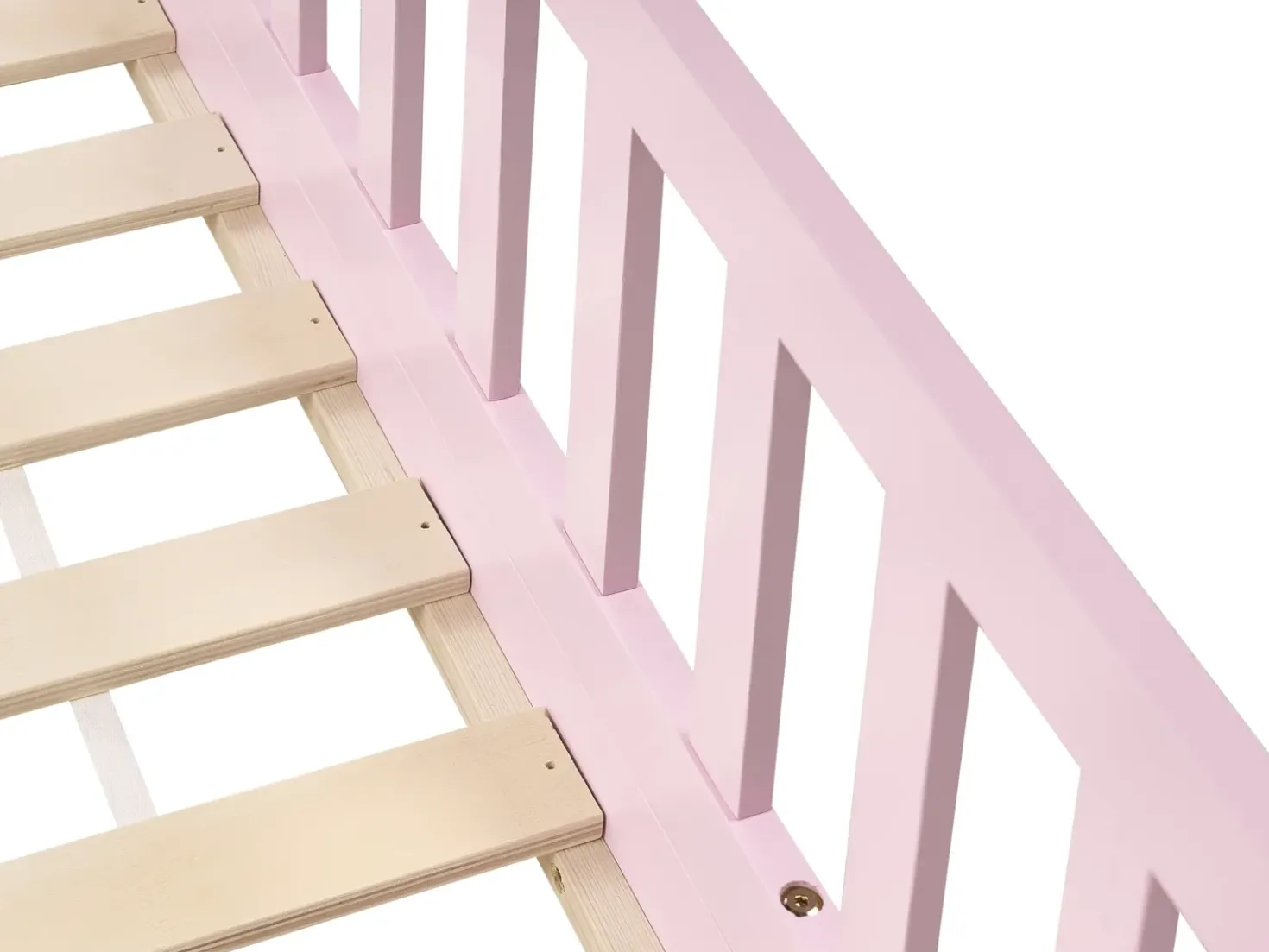 Letto per bambini Casa Legno di pino COSSAYE 90 x 200 cm Rosa pastello