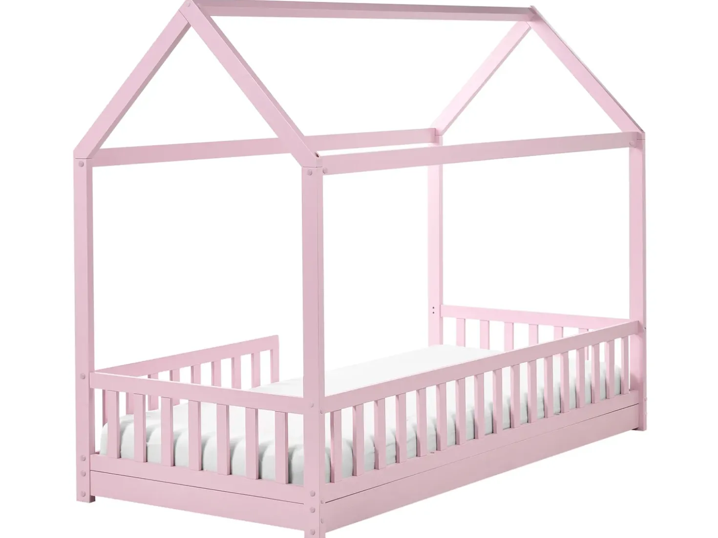 Letto per bambini Casa Legno di pino COSSAYE 90 x 200 cm Rosa pastello