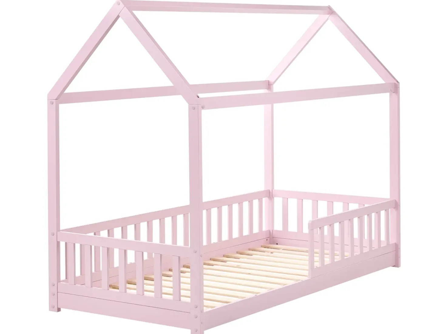Letto per bambini Casa Legno di pino COSSAYE 90 x 200 cm Rosa pastello