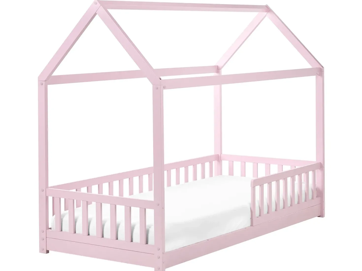 Letto per bambini Casa Legno di pino COSSAYE 90 x 200 cm Rosa pastello