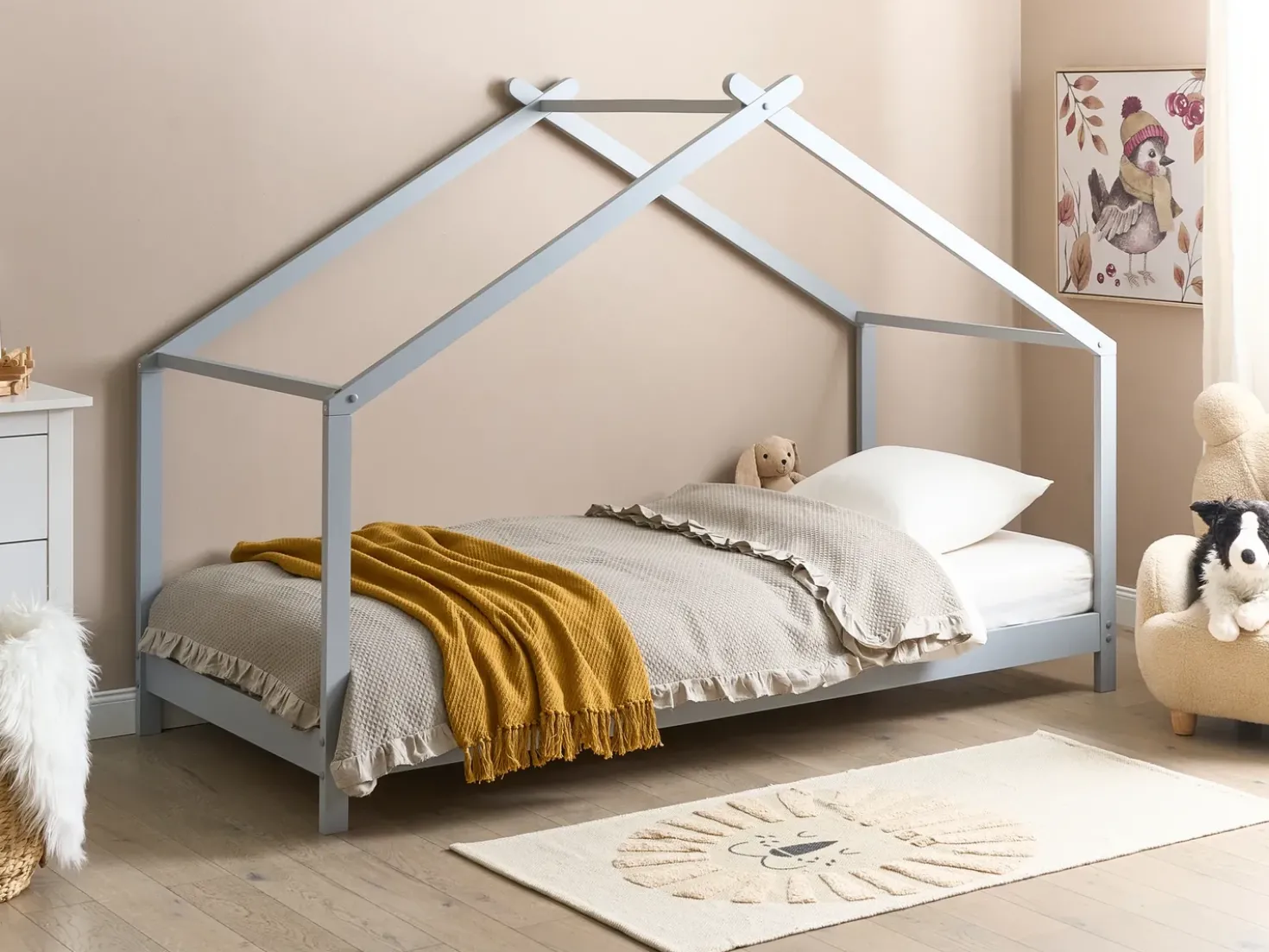 Letto per bambini Casa Legno di pino ORLU 90 x 200 cm Grigio