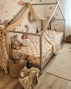 Letto per bambini Casa Legno di pino ORLU 90 x 200 cm Grigio