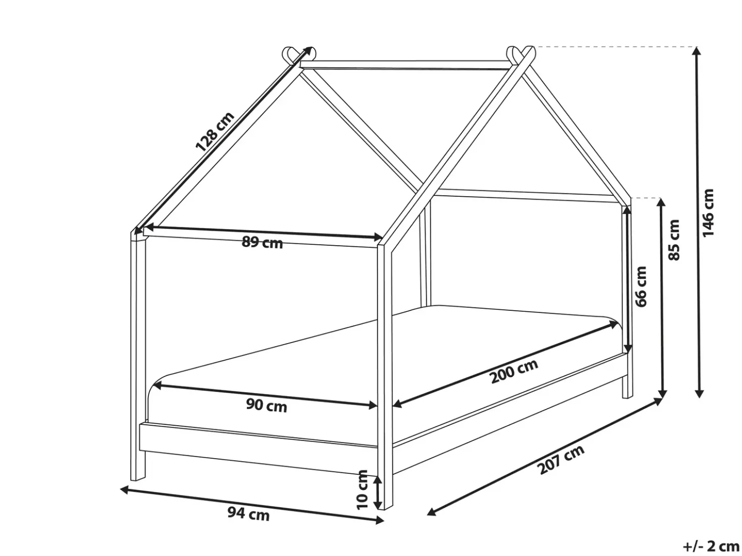 Letto per bambini Casa Legno di pino ORLU 90 x 200 cm Bianco