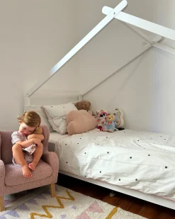 Letto per bambini Casa Legno di pino ORLU 90 x 200 cm Bianco