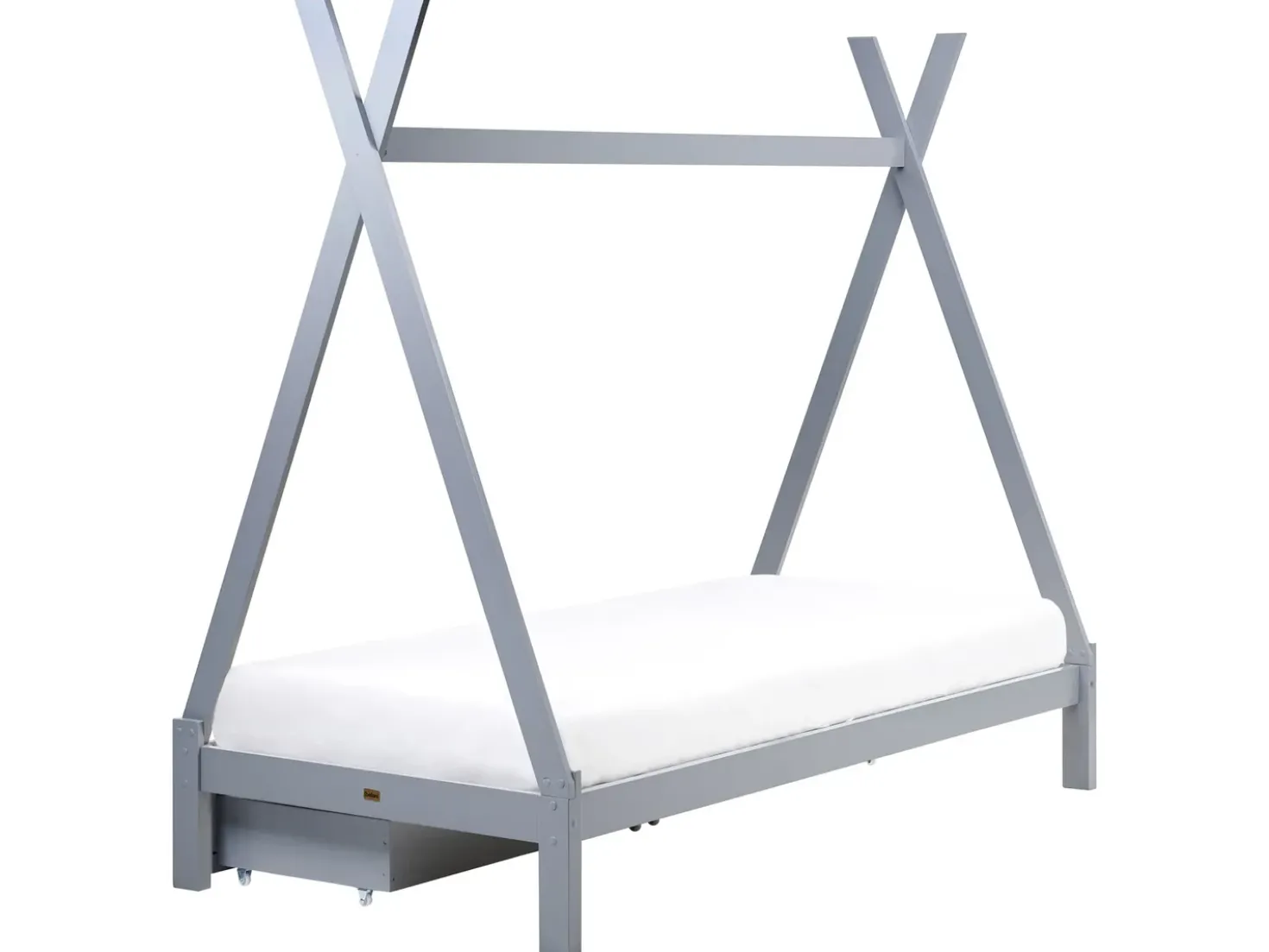 Letto per bambini con cassetti Tenda Tipi Legno di pino DEVAY 90 x 200 cm Grigio