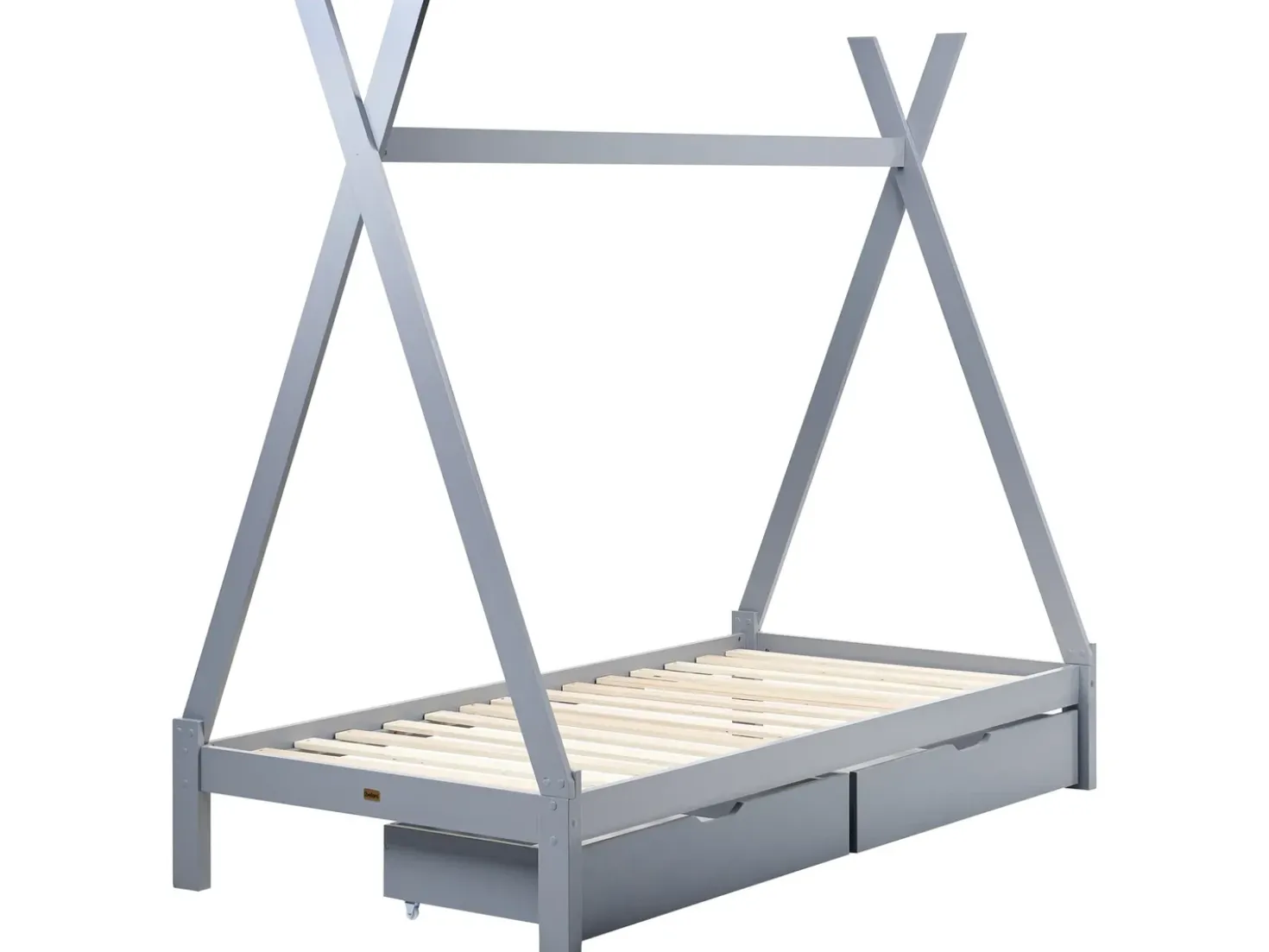 Letto per bambini con cassetti Tenda Tipi Legno di pino DEVAY 90 x 200 cm Grigio