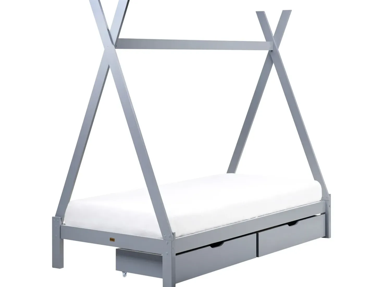 Letto per bambini con cassetti Tenda Tipi Legno di pino DEVAY 90 x 200 cm Grigio