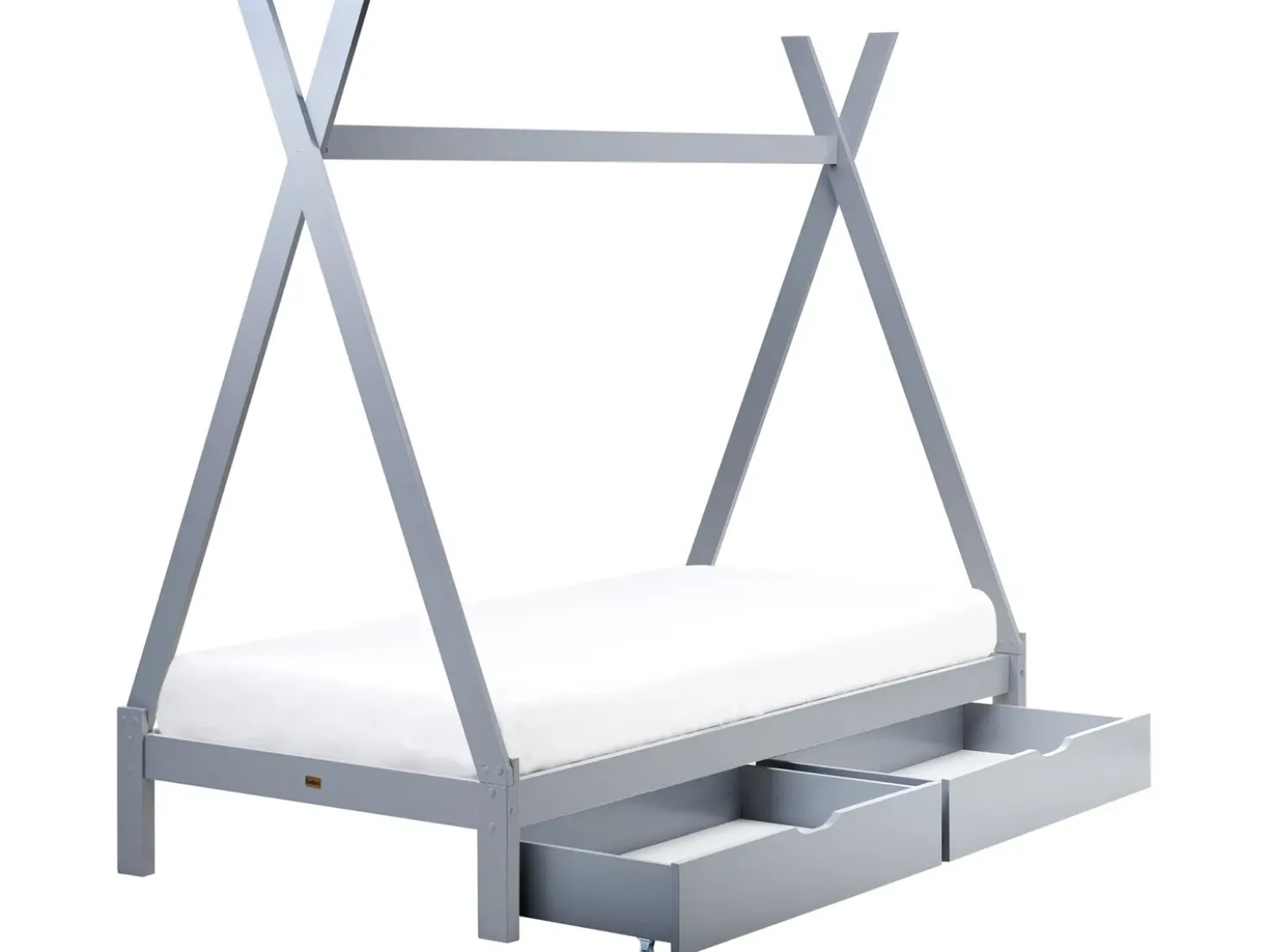 Letto per bambini con cassetti Tenda Tipi Legno di pino DEVAY 90 x 200 cm Grigio