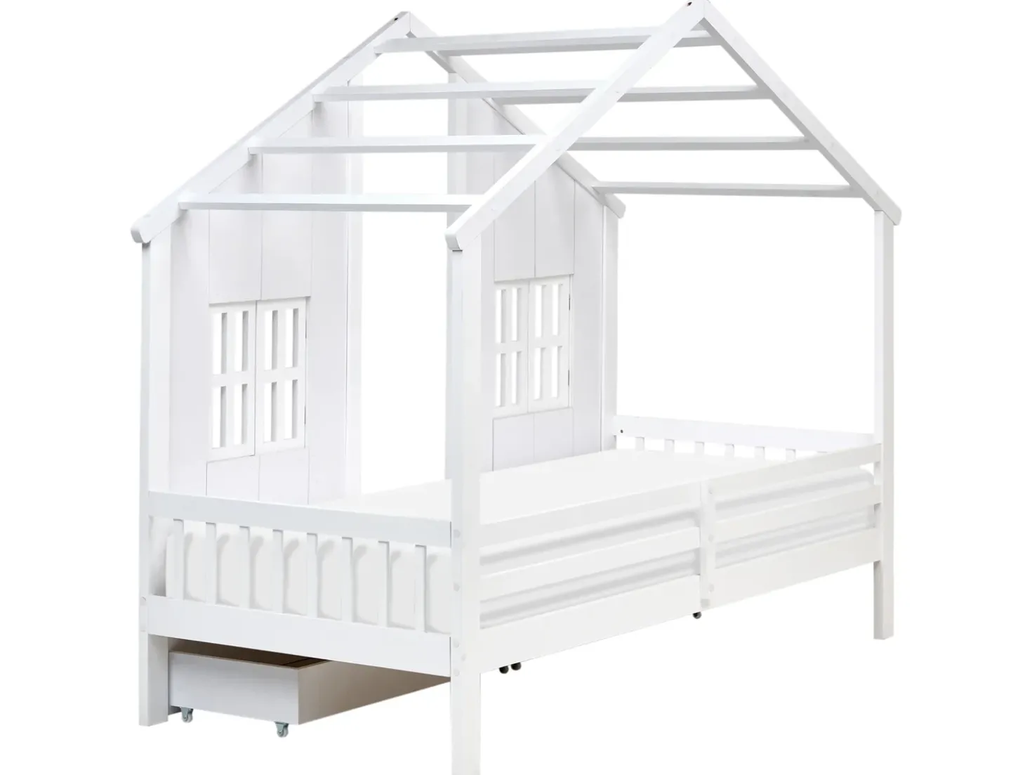Letto per bambini con cassetti Casa Legno di pino TRAPPES 90 x 200 cm Bianco