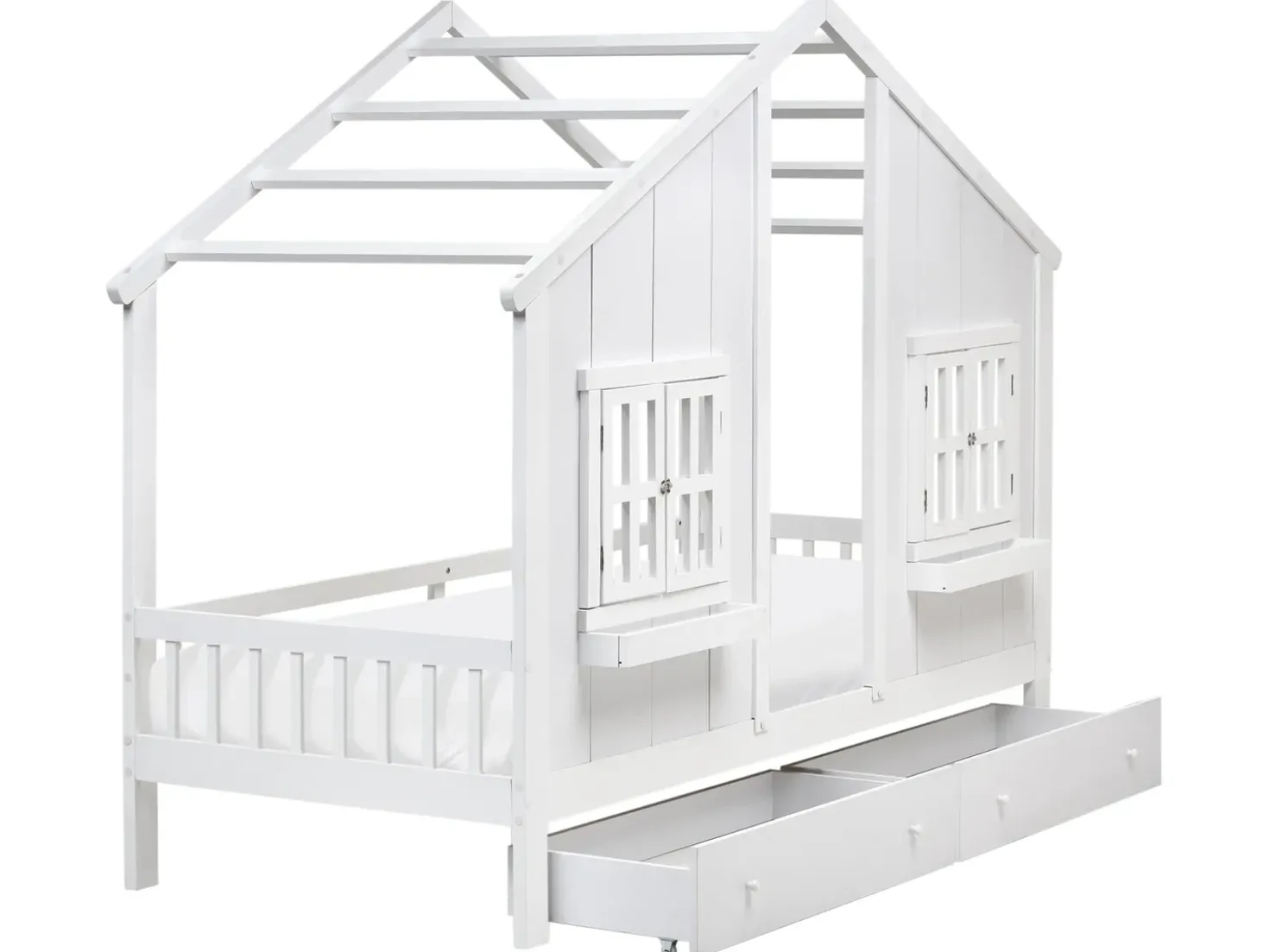 Letto per bambini con cassetti Casa Legno di pino TRAPPES 90 x 200 cm Bianco