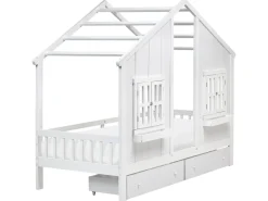 Letto per bambini con cassetti Casa Legno di pino TRAPPES 90 x 200 cm Bianco