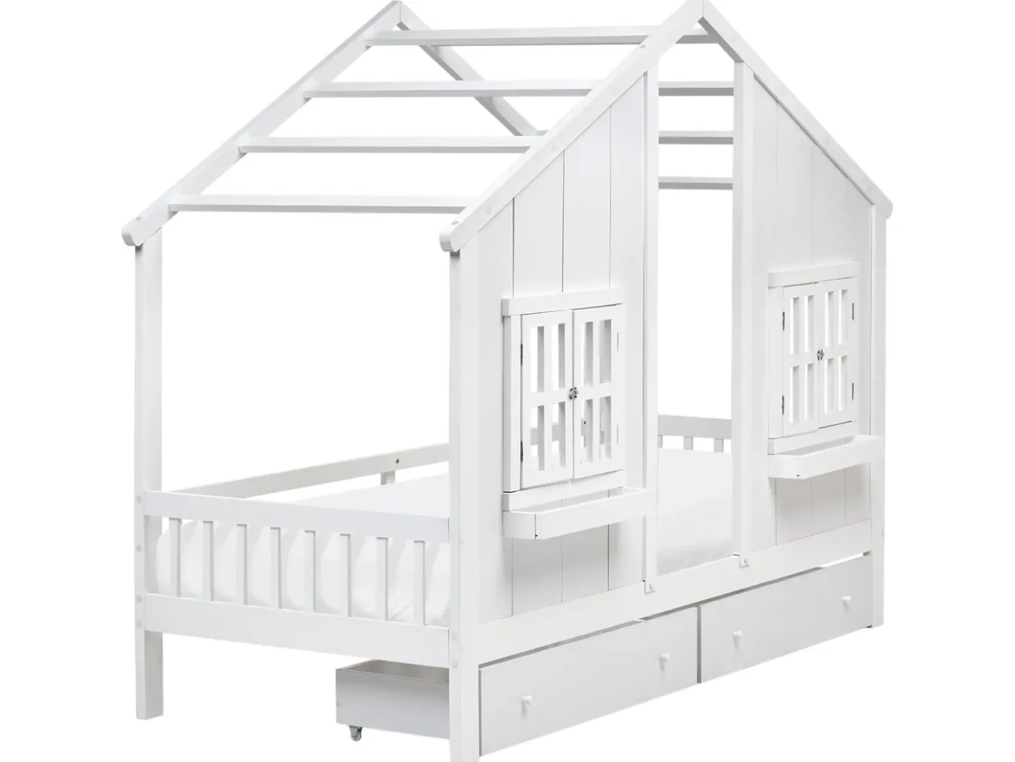 Letto per bambini con cassetti Casa Legno di pino TRAPPES 90 x 200 cm Bianco