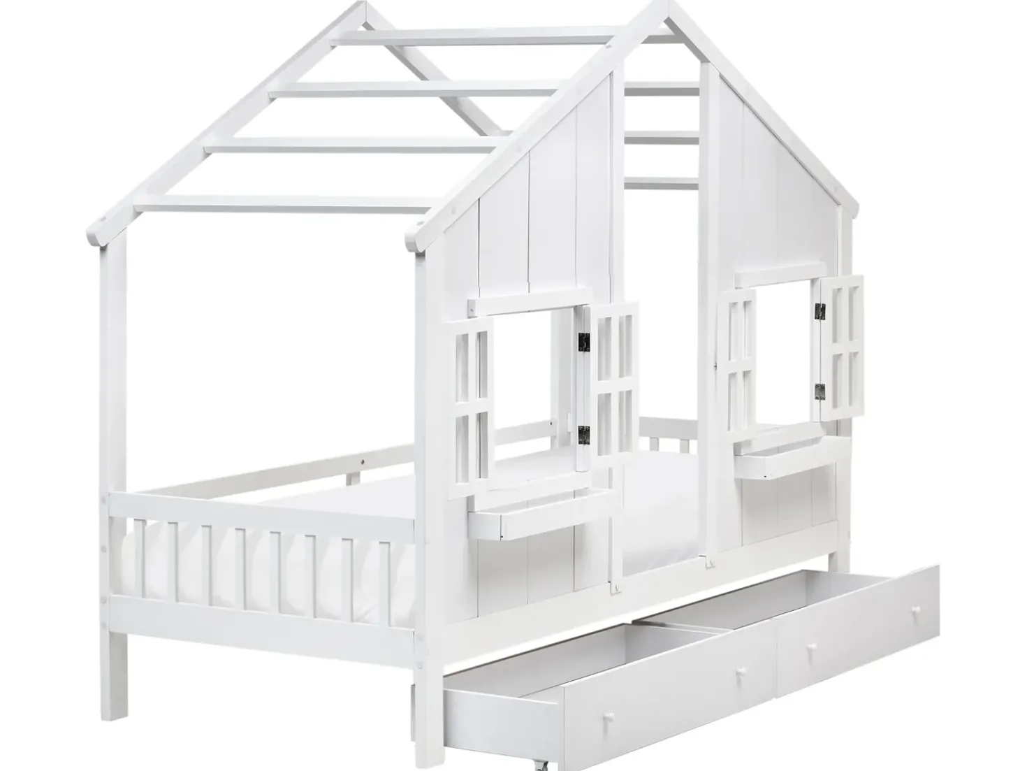 Letto per bambini con cassetti Casa Legno di pino TRAPPES 90 x 200 cm Bianco