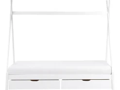 Letto per bambini con cassetti Tenda Tipi Legno di pino DEVAY 90 x 200 cm Bianco