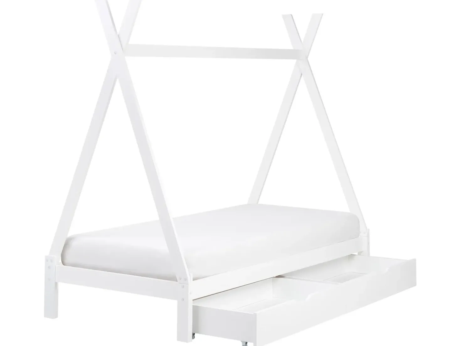 Letto per bambini con cassetti Tenda Tipi Legno di pino DEVAY 90 x 200 cm Bianco