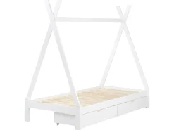 Letto per bambini con cassetti Tenda Tipi Legno di pino DEVAY 90 x 200 cm Bianco