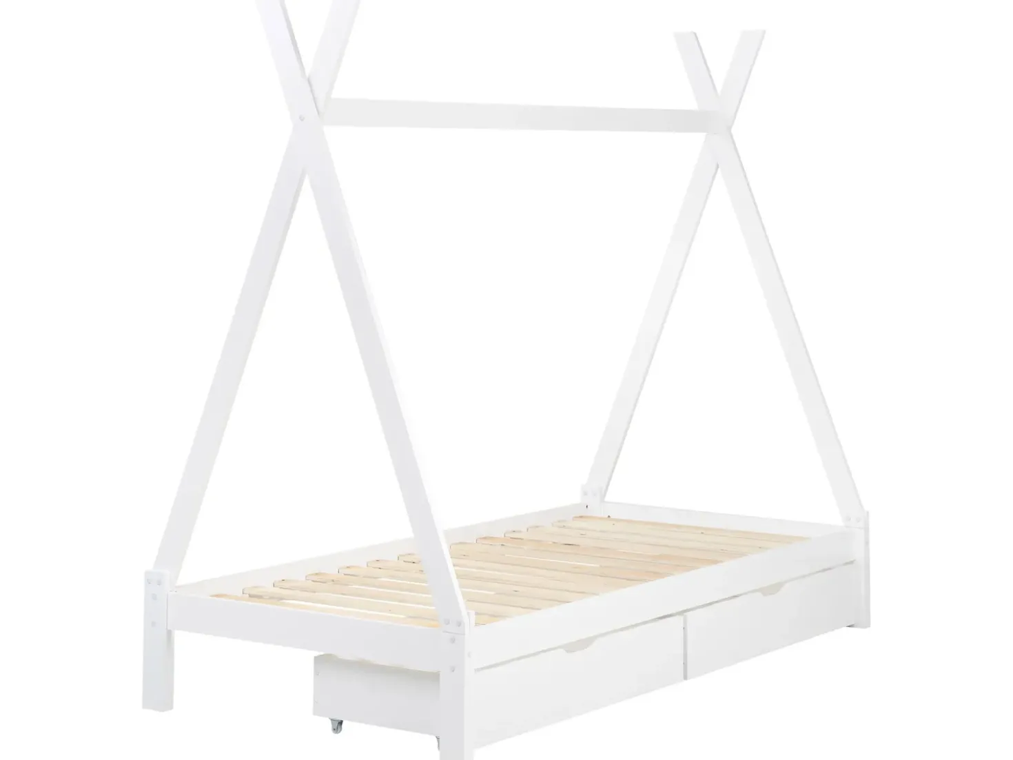 Letto per bambini con cassetti Tenda Tipi Legno di pino DEVAY 90 x 200 cm Bianco